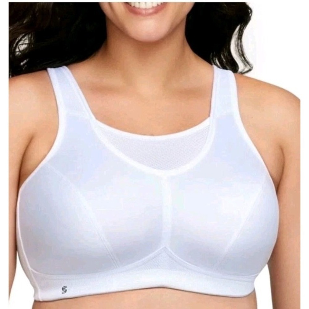 Glamorise Plus Sz 44 H White No-Bounce Camisole Sports Wirefree Bra 1066